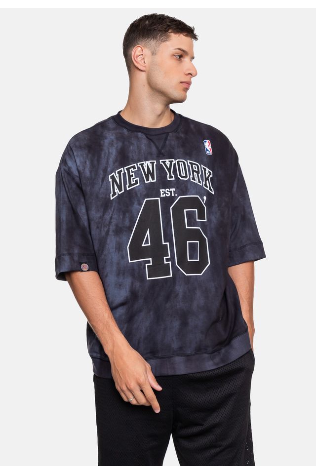 Camiseta-NBA-Oversized-Moletinho-New-York-Knicks-Preta