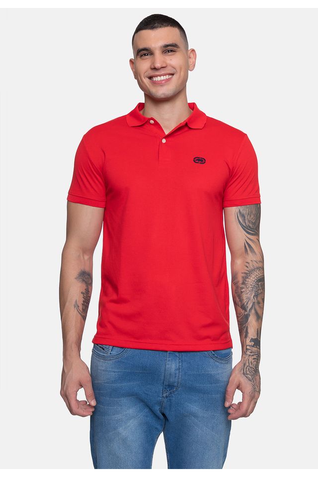 Camisa-Polo-Ecko-Piquet-Masculina-Vermelha