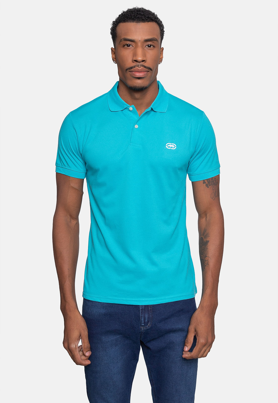 Camisa Polo Ecko Piquet Masculina Azul Turquesa