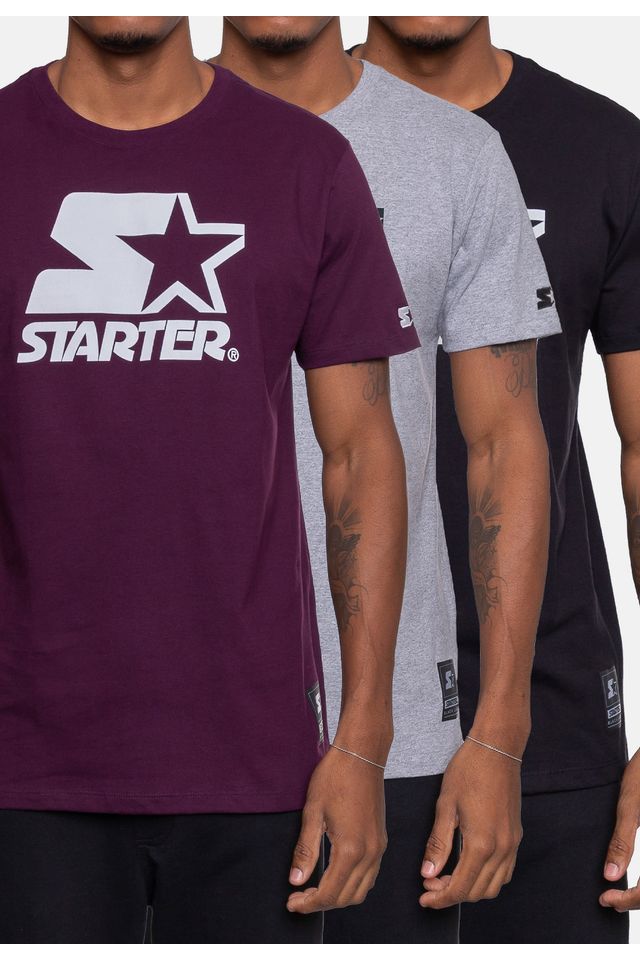 Camiseta-Starter-Tripack-Especial-Vinho-Cinza-e-Preta