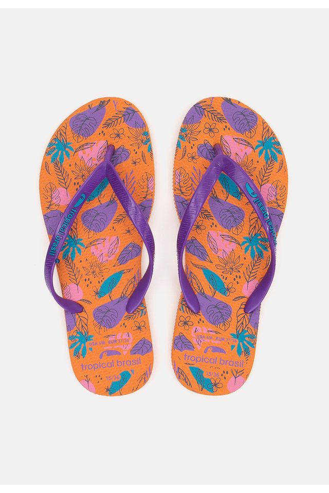 Chinelo-Tropical-Brasil-Estampado-Slim-Laranja-com-Roxo