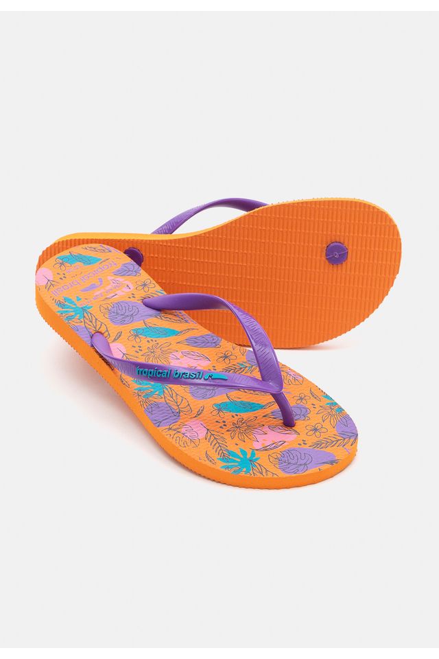 Chinelo-Tropical-Brasil-Estampado-Slim-Laranja-com-Roxo