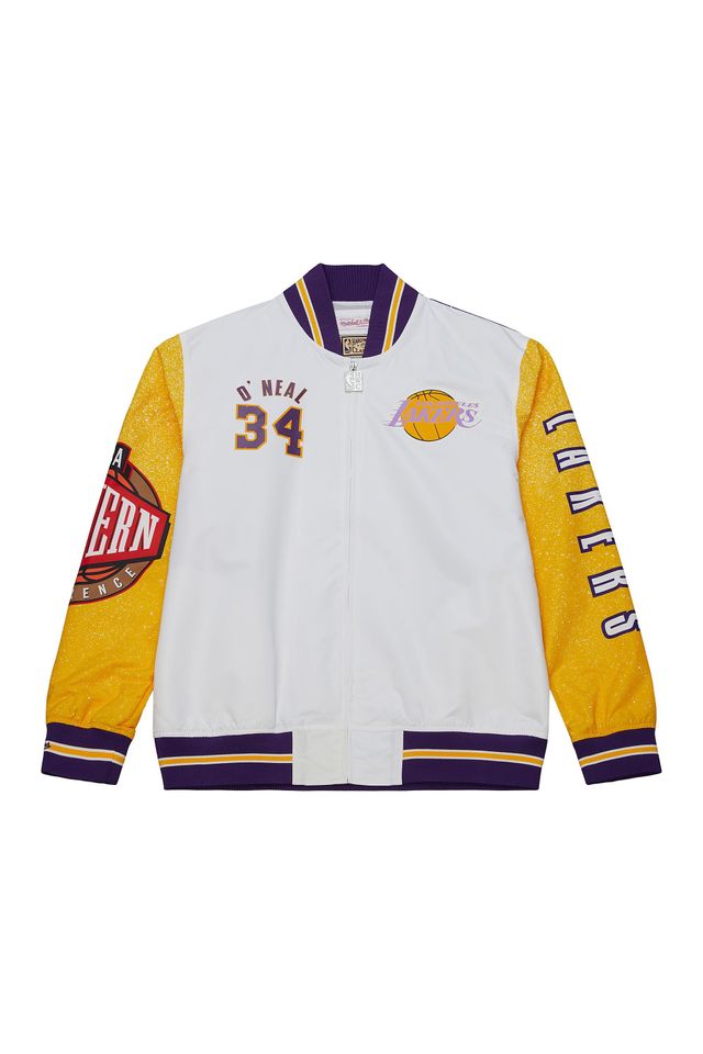 Jaqueta-Mitchell---Ness-Player-Burst-Warm-Up-Jacket-Los-Angeles-Lakers-Shaquille-O-Neal-Branca