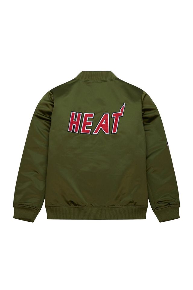 Jaqueta-Mitchell---Ness-NBA-Satin-Bomber-Jacket-Miami-Heat-Verde-Oliva