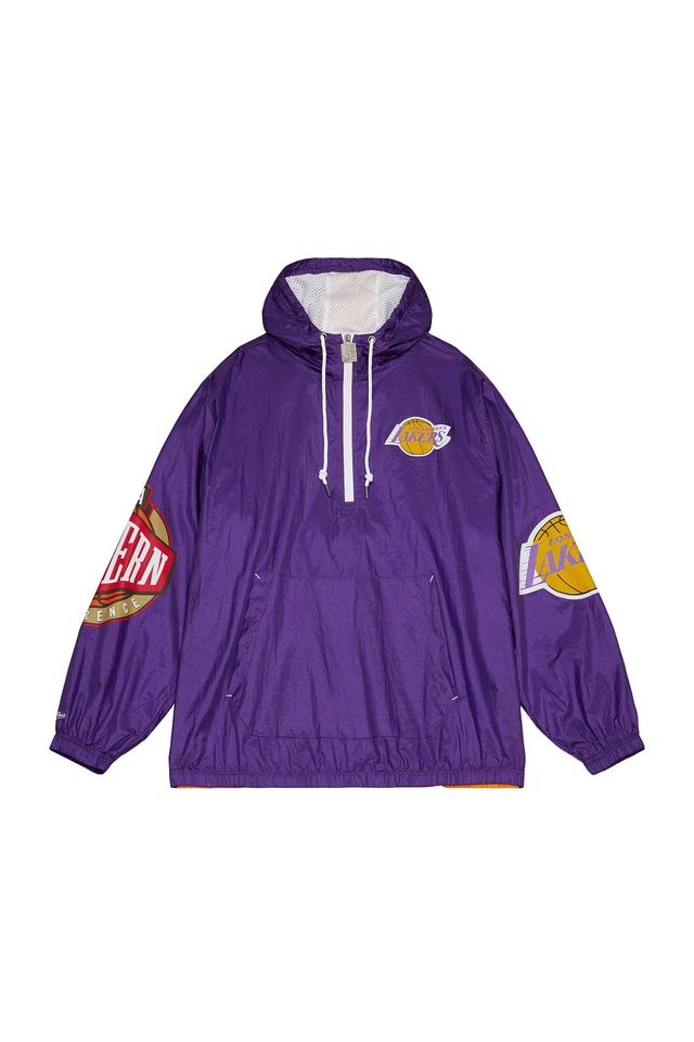 Jaqueta-Mitchell---Ness-Team-OG-2-0-Anorak-Windbreaker-Los-Angeles-Lakers-Roxa-com-Amarela