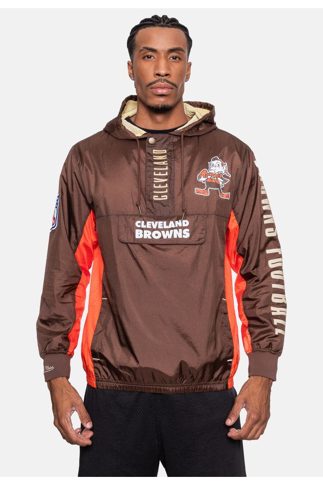 Jaqueta-Mitchell---Ness-NFL-Team-OG-2-0-Anorak-Windbreaker-Vintage-Logo-Cleveland-Browns-Marrom