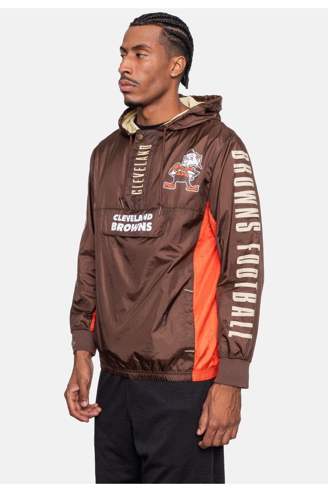 Jaqueta-Mitchell---Ness-NFL-Team-OG-2-0-Anorak-Windbreaker-Vintage-Logo-Cleveland-Browns-Marrom