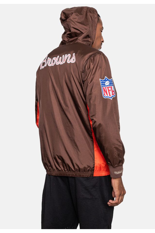 Jaqueta-Mitchell---Ness-NFL-Team-OG-2-0-Anorak-Windbreaker-Vintage-Logo-Cleveland-Browns-Marrom