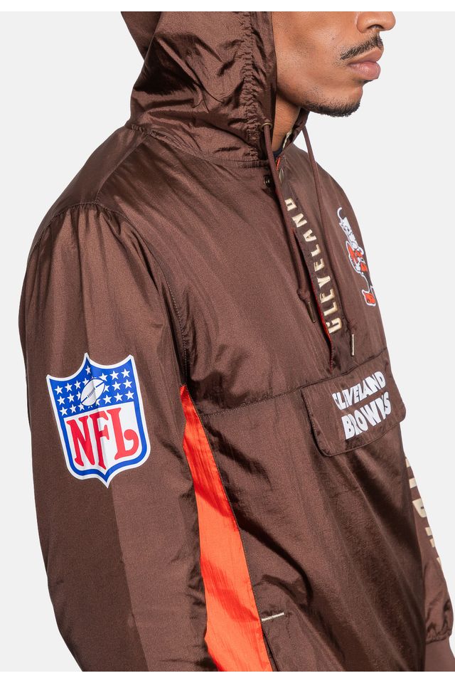 Jaqueta-Mitchell---Ness-NFL-Team-OG-2-0-Anorak-Windbreaker-Vintage-Logo-Cleveland-Browns-Marrom