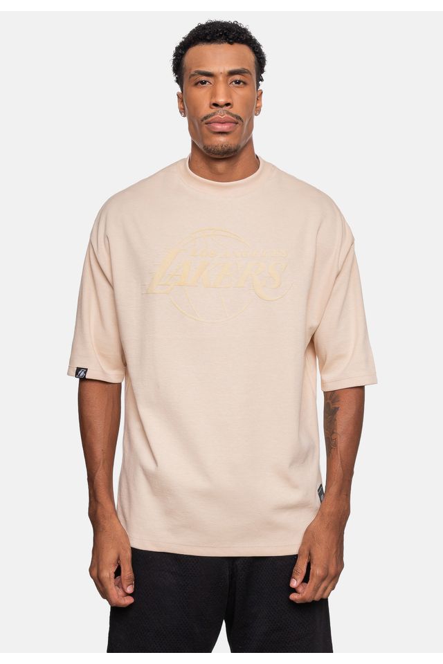 Camiseta-NBA-Logo-Surton-Los-Angeles-Lakers-Bege