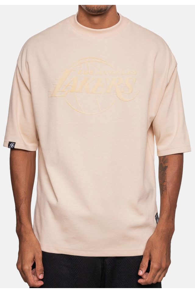 Camiseta-NBA-Logo-Surton-Los-Angeles-Lakers-Bege