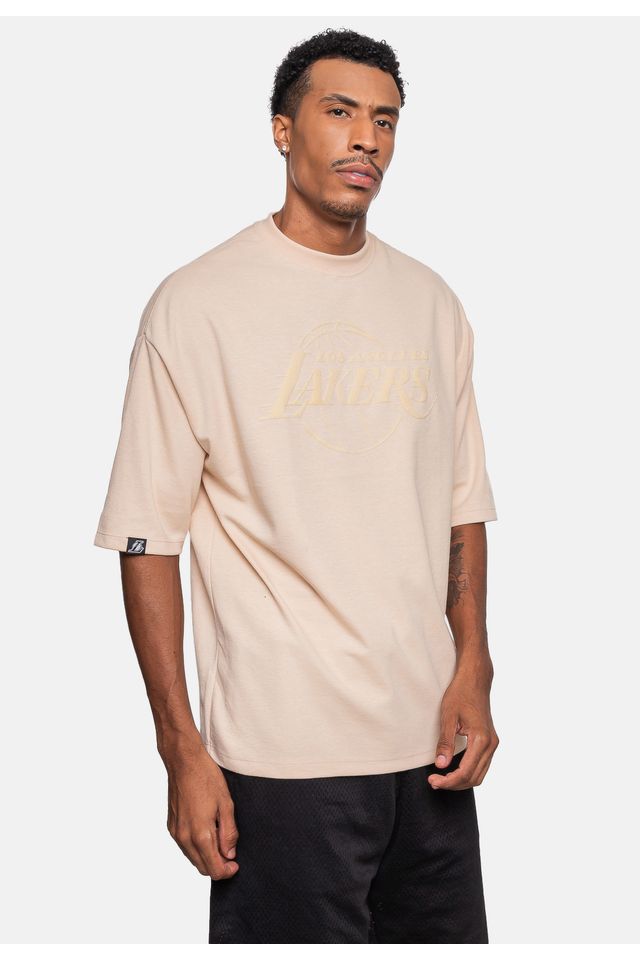 Camiseta-NBA-Logo-Surton-Los-Angeles-Lakers-Bege