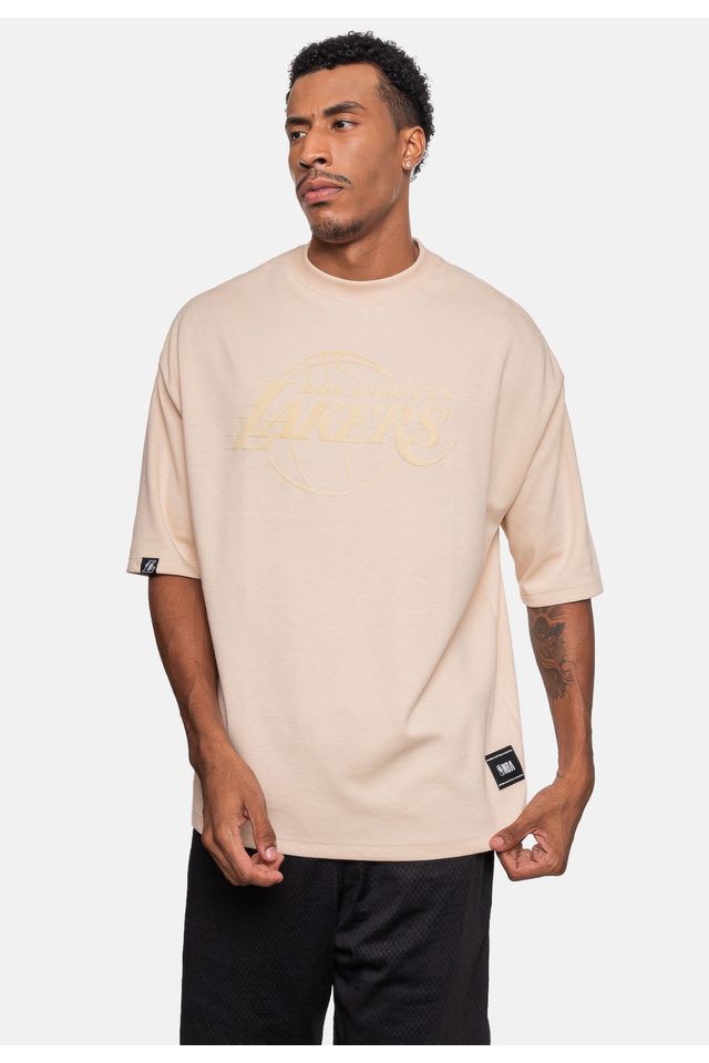 Camiseta-NBA-Logo-Surton-Los-Angeles-Lakers-Bege