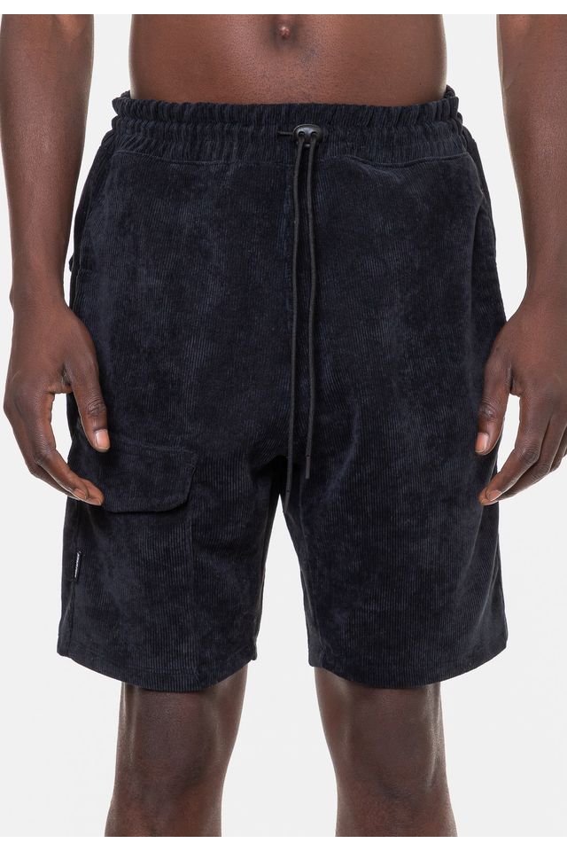 Bermuda-Starter-Masculina-Veludo-Preta Bermuda-Starter-Masculina-Veludo-Preta