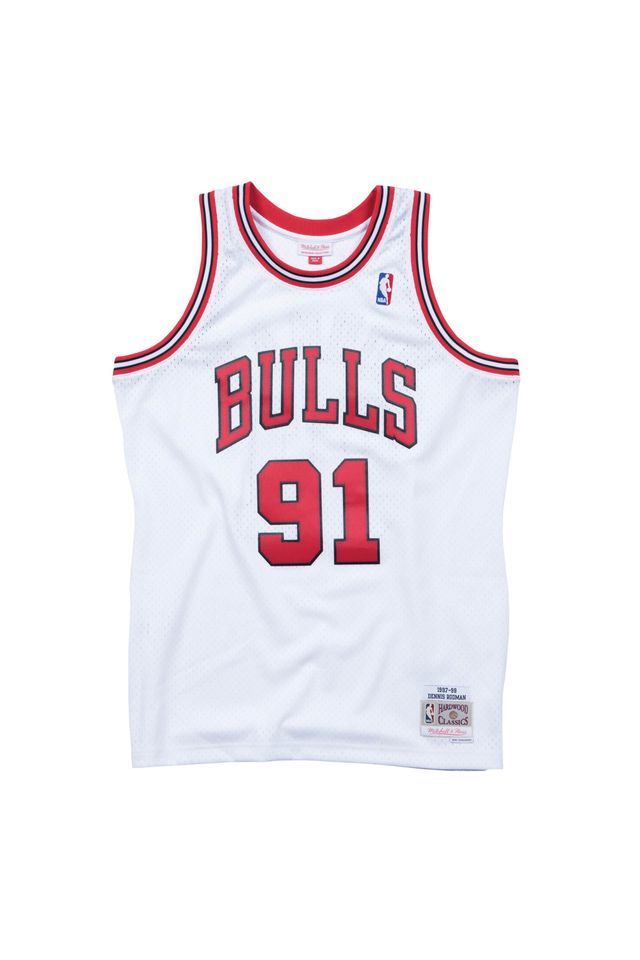 Regata-Mitchell---Ness-Swingman-Jersey-Chicago-Bulls-1997-98-Dennis-Rodman-Branca Regata-Mitchell---Ness-Swingman-Jersey-Chicago-Bulls-1997-98-Dennis-Rodman-Branca