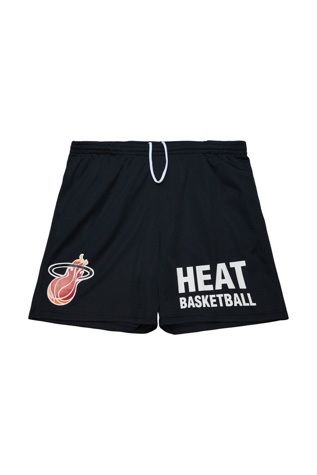 Shorts-Mitchell---Ness-Gameday-Mesh-7--Vintage-Logo-Miami-Heat-Preta