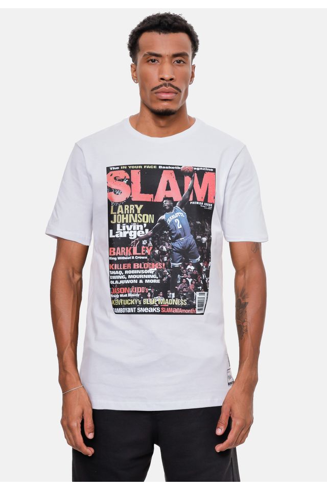 Camiseta-Mitchell---Ness-Slam-Larry-Johnson-Branca