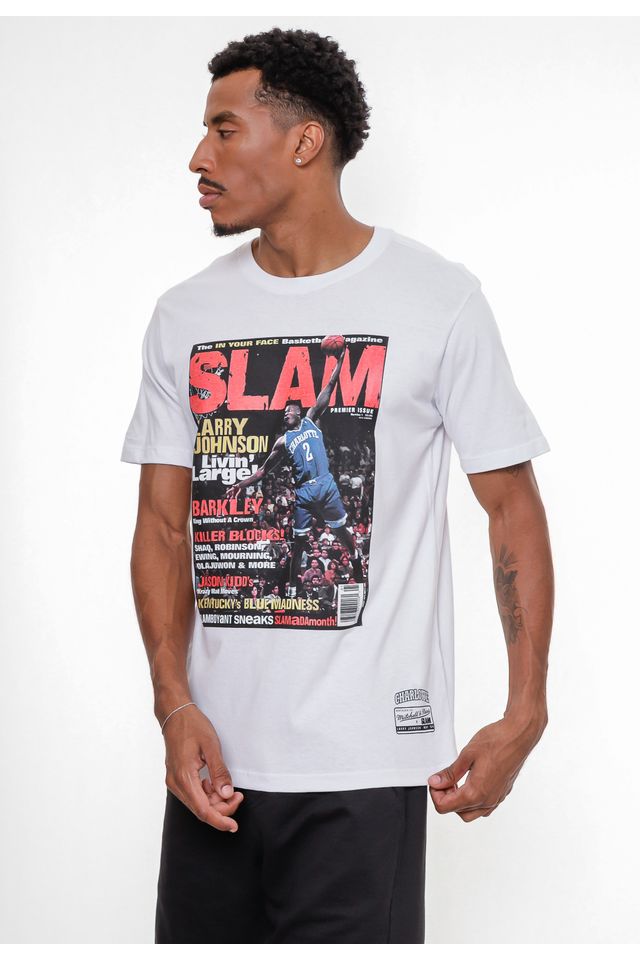 Camiseta-Mitchell---Ness-Slam-Larry-Johnson-Branca