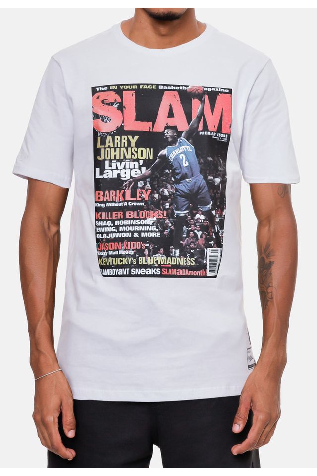 Camiseta-Mitchell---Ness-Slam-Larry-Johnson-Branca