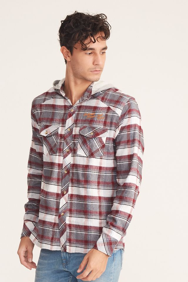 Camisa-Onbongo-Manga-Longa-Xadrez-Com-Capuz-Vermelha Camisa-Onbongo-Manga-Longa-Xadrez-Com-Capuz-Vermelha