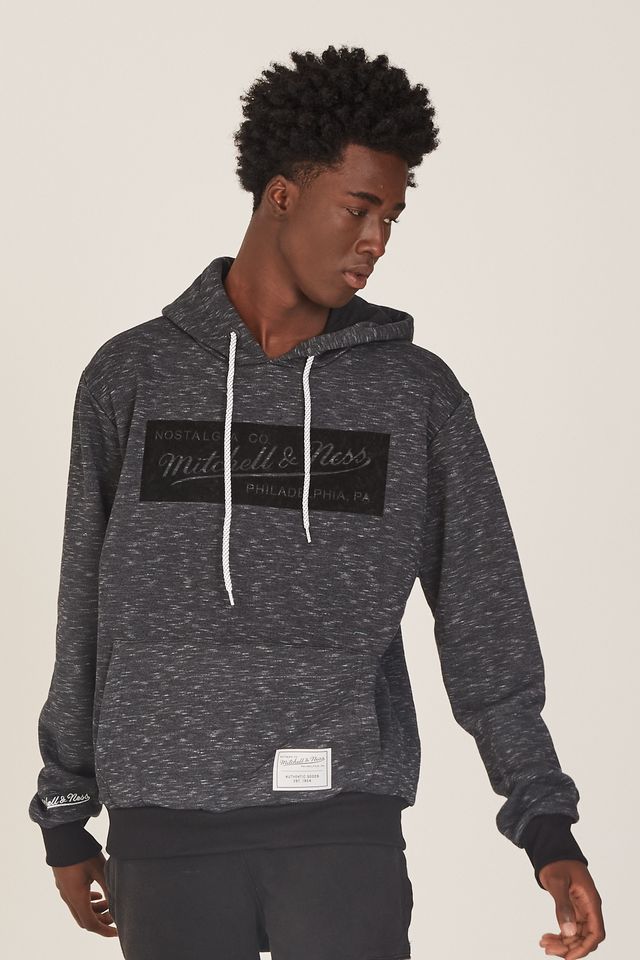 Moletom-Mitchell---Ness-Fechado-com-Capuz-Branded-Preto-Mescla