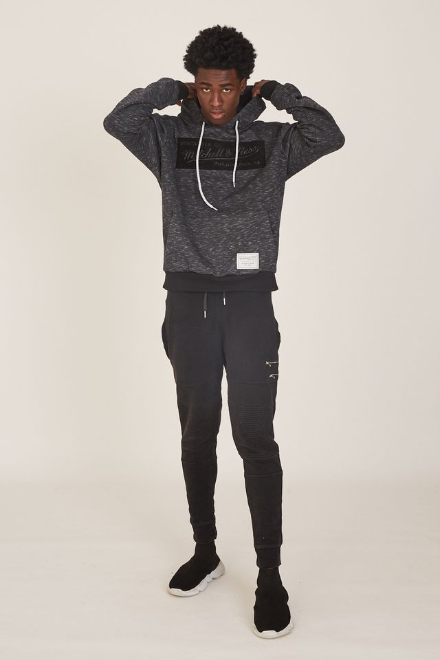 Moletom-Mitchell---Ness-Fechado-com-Capuz-Branded-Preto-Mescla