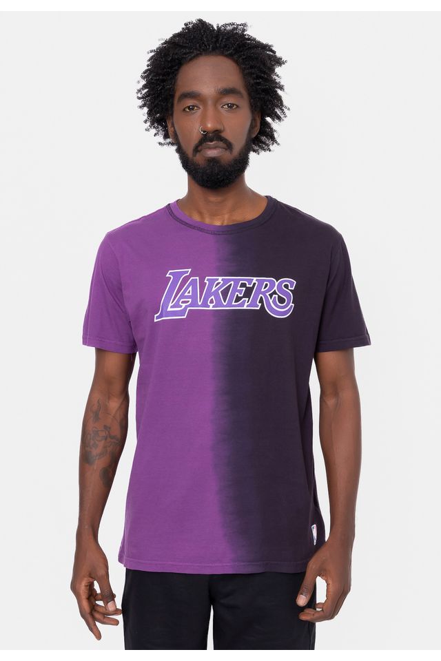 Camiseta-NBA-Gradient-Color-Los-Angeles-Lakers-Preta-Com-Roxa