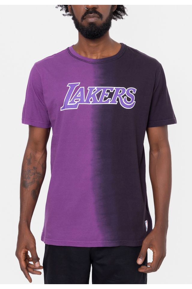 Camiseta-NBA-Gradient-Color-Los-Angeles-Lakers-Preta-Com-Roxa