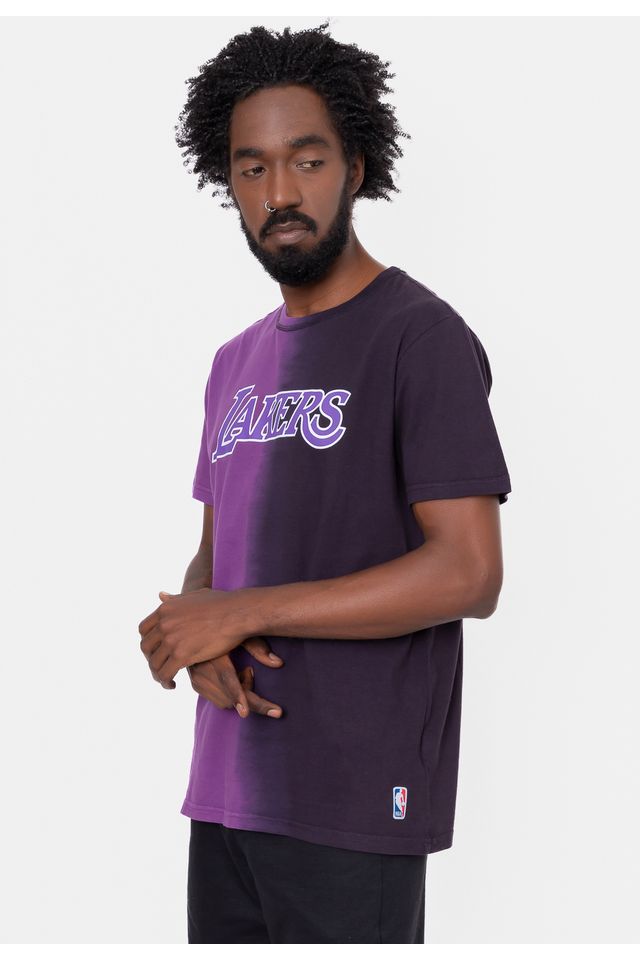 Camiseta-NBA-Gradient-Color-Los-Angeles-Lakers-Preta-Com-Roxa