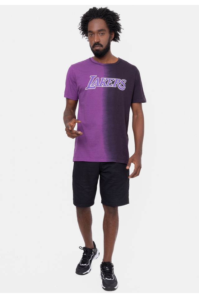Camiseta-NBA-Gradient-Color-Los-Angeles-Lakers-Preta-Com-Roxa