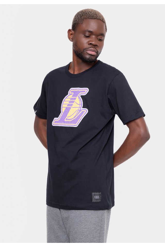 Camiseta-NBA-Logo-Esferas-Los-Angeles-Lakers-Preta