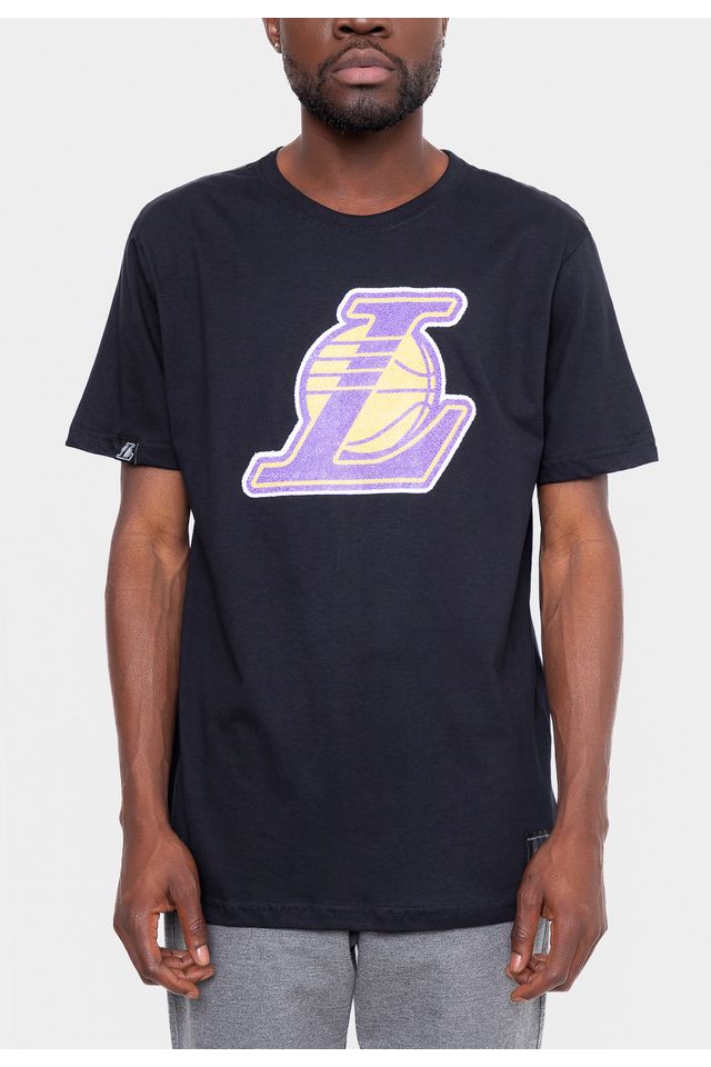 Camiseta-NBA-Logo-Esferas-Los-Angeles-Lakers-Preta