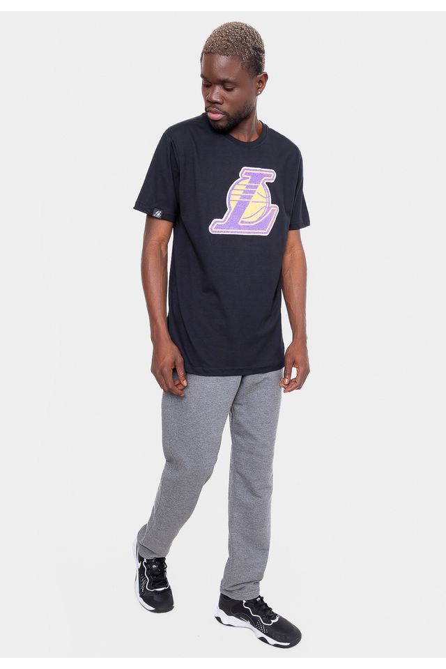 Camiseta-NBA-Logo-Esferas-Los-Angeles-Lakers-Preta
