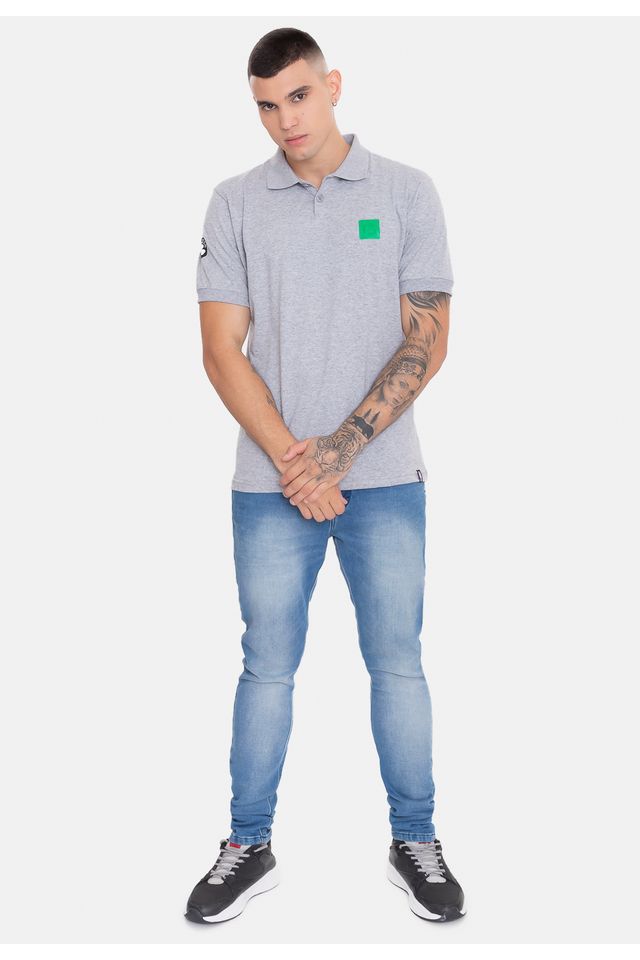 Camisa-Polo-NBA-Rubber-Logo-Boston-Celtics-Cinza-Mescla