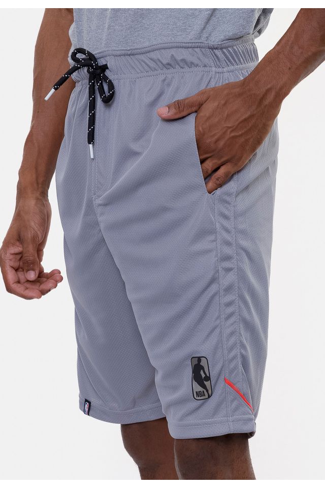 Bermuda-NBA-Sintetica-Silver-Logo-Cinza-Mescla