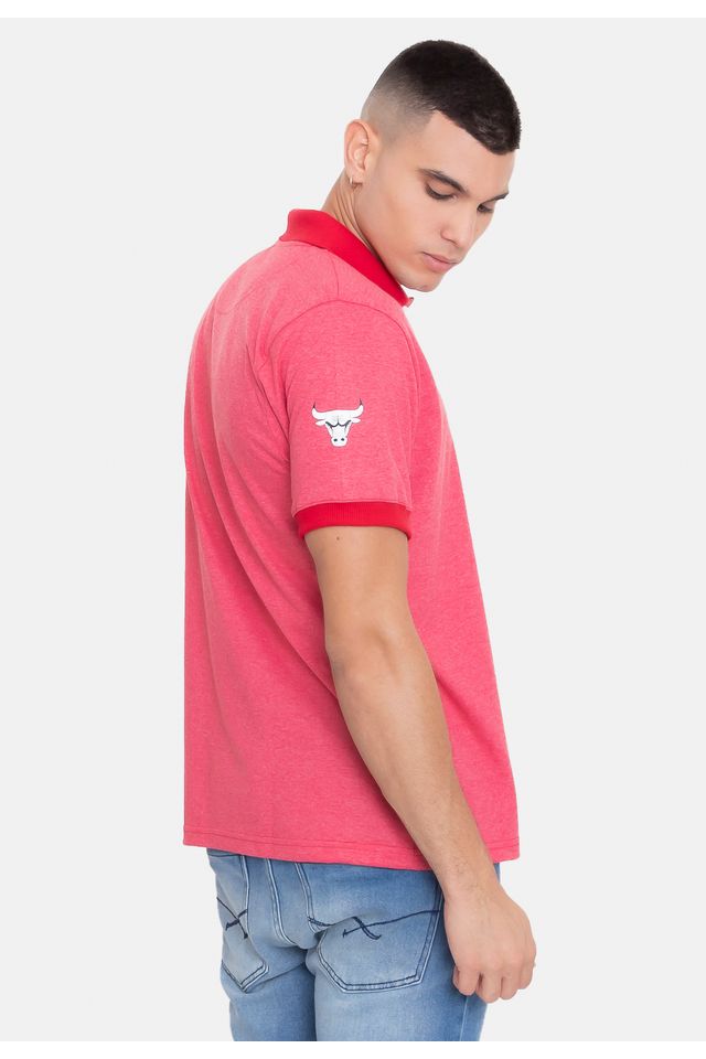 Camisa-Polo-NBA-Rubber-Logo-Chicago-Bulls-Vermelha-Mescla