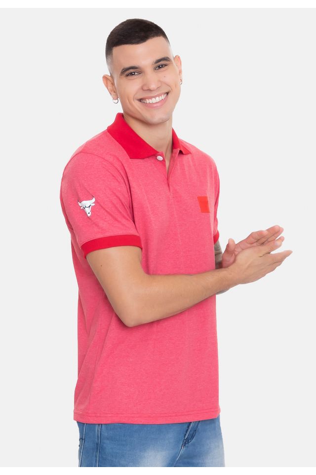 Camisa-Polo-NBA-Rubber-Logo-Chicago-Bulls-Vermelha-Mescla