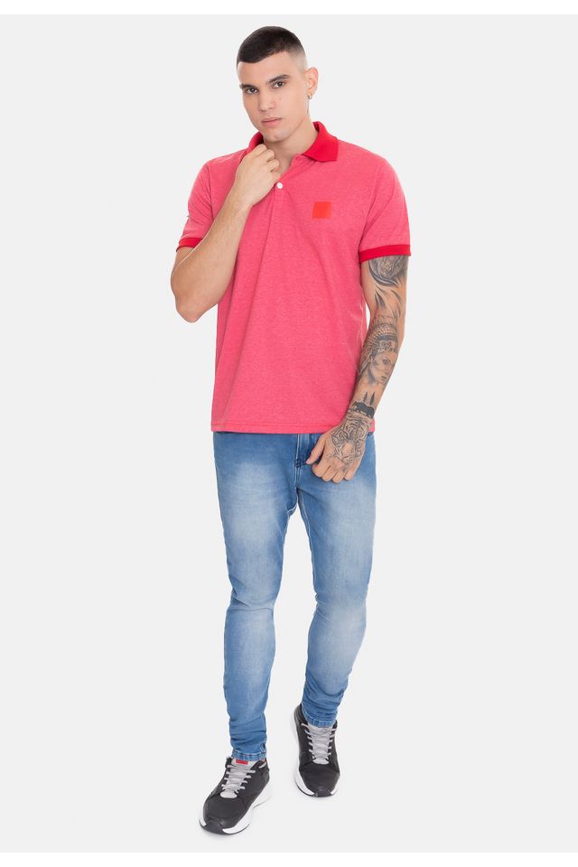 Camisa-Polo-NBA-Rubber-Logo-Chicago-Bulls-Vermelha-Mescla