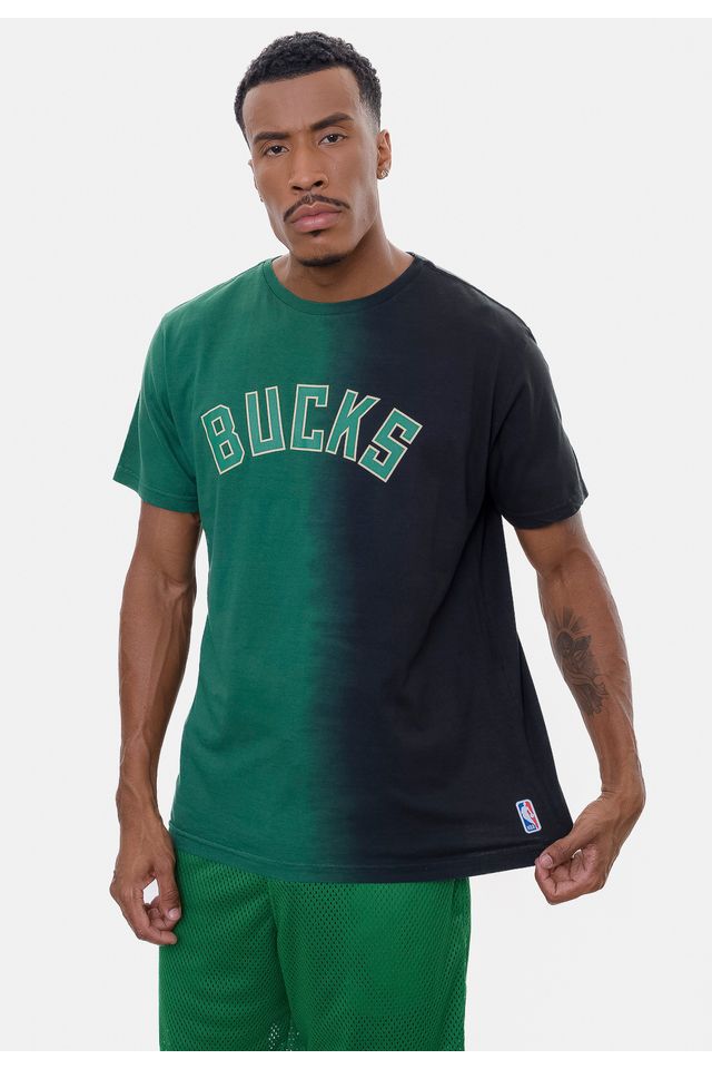 Camiseta-NBA-Gradient-Color-Milwaukee-Bucks-Preta-Com-Verde
