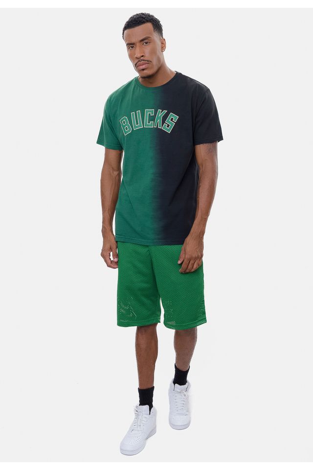 Camiseta-NBA-Gradient-Color-Milwaukee-Bucks-Preta-Com-Verde