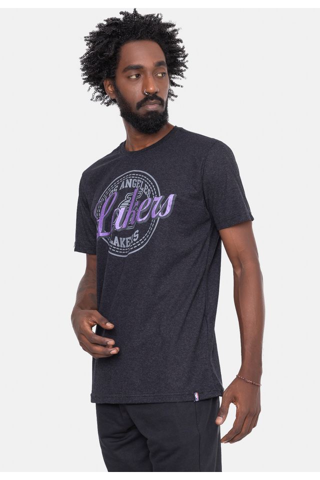 Camiseta-NBA-Metal-Team-Los-Angeles-Lakers-Preta-Mescla