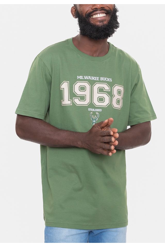 Camiseta-NBA-Founded-In-Milwaukee-Bucks-Verde-Militar