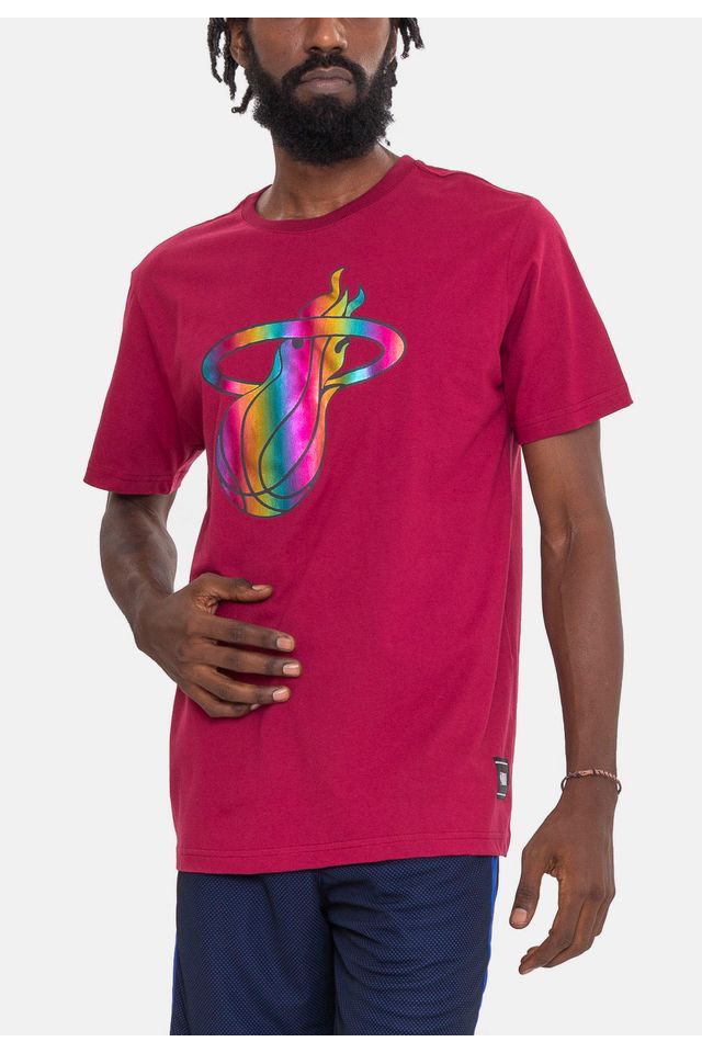 Camiseta-NBA-Rainbow-Logo-Miami-Heat-Vinho