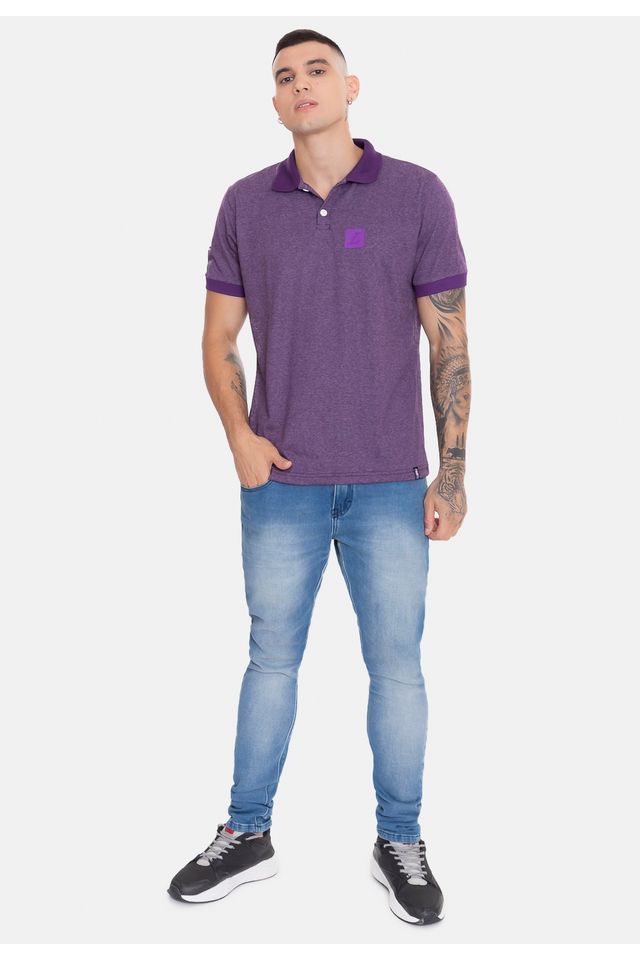 Camisa-Polo-NBA-Rubber-Logo-Los-Angeles-Lakers-Roxa-Mescla