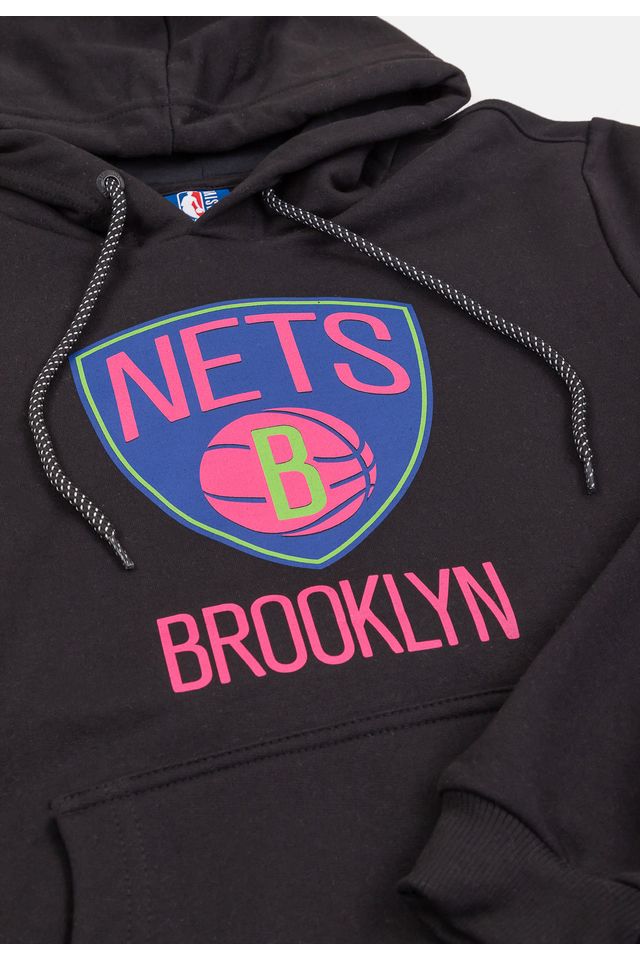 Moletom-NBA-Juvenil-Neon-Colors-Brooklyn-Nets-Preto