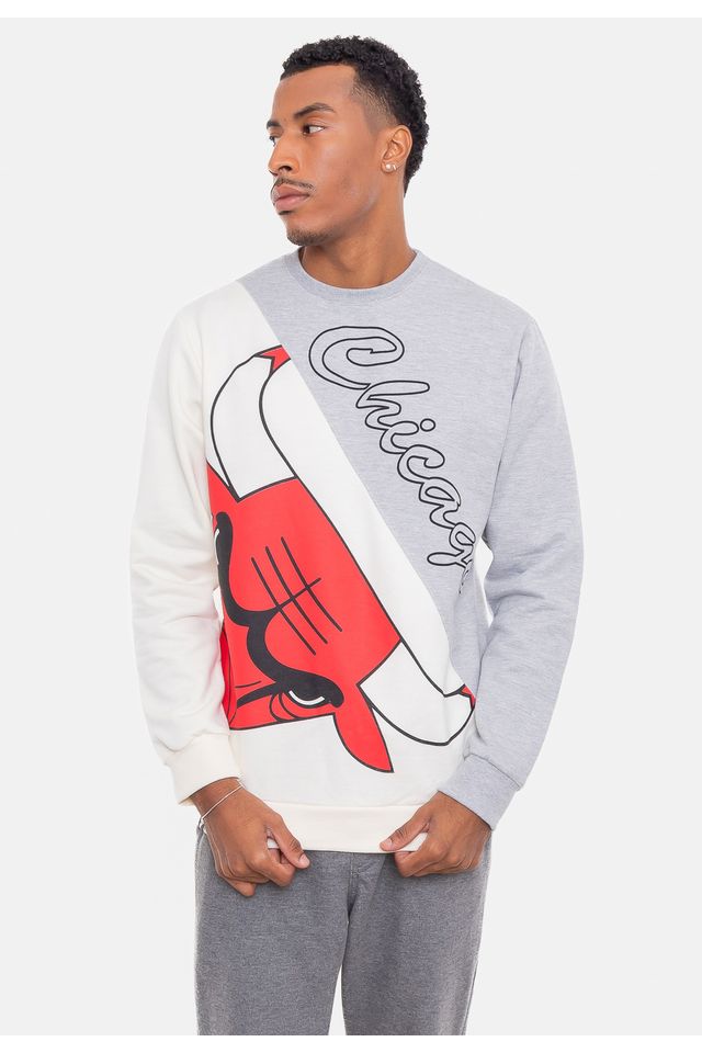Moletom-NBA-Wordmark-Chicago-Bulls-Cinza-Mescla