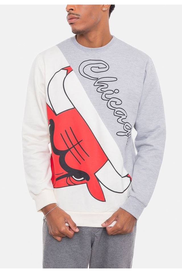 Moletom-NBA-Wordmark-Chicago-Bulls-Cinza-Mescla