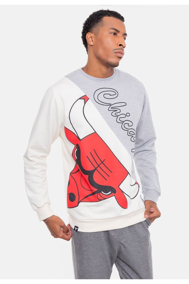 Moletom-NBA-Wordmark-Chicago-Bulls-Cinza-Mescla