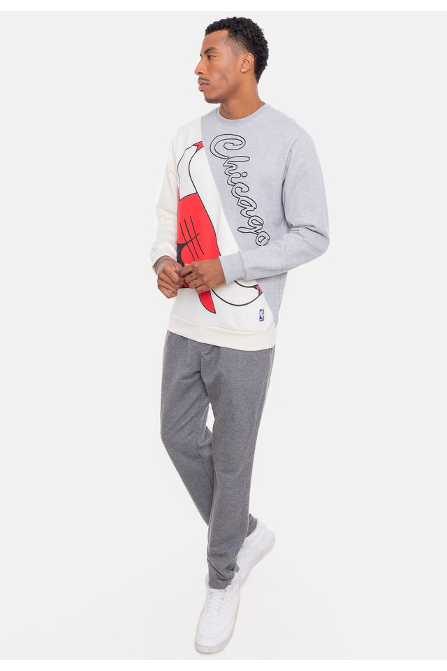 Moletom-NBA-Wordmark-Chicago-Bulls-Cinza-Mescla