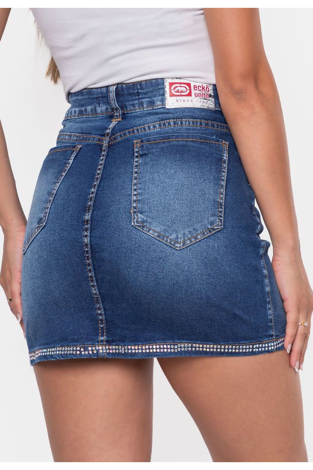 Saia-Ecko-Mini-Feminina-Jeans-Azul